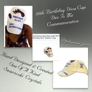 50th Birthday Diva Cap White Swarovski Crystals